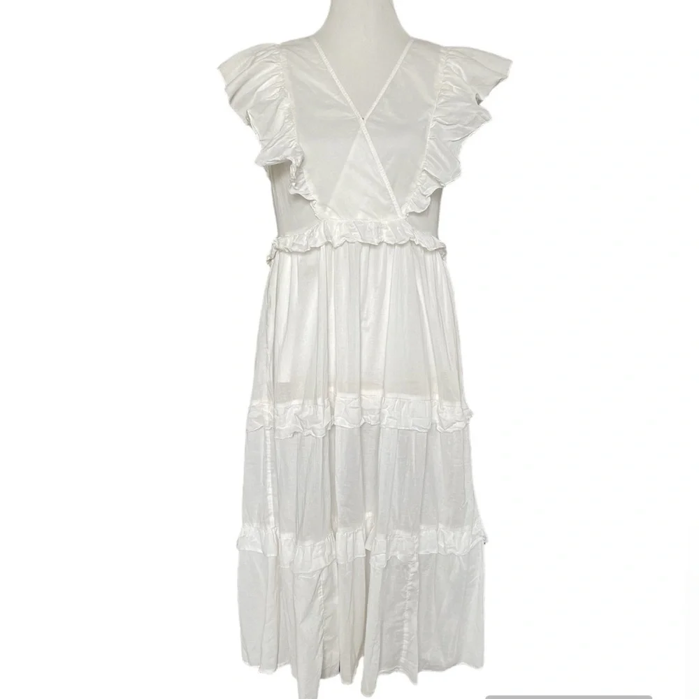 J Crew Ruffle Sleeve Cotton Voile midi dress